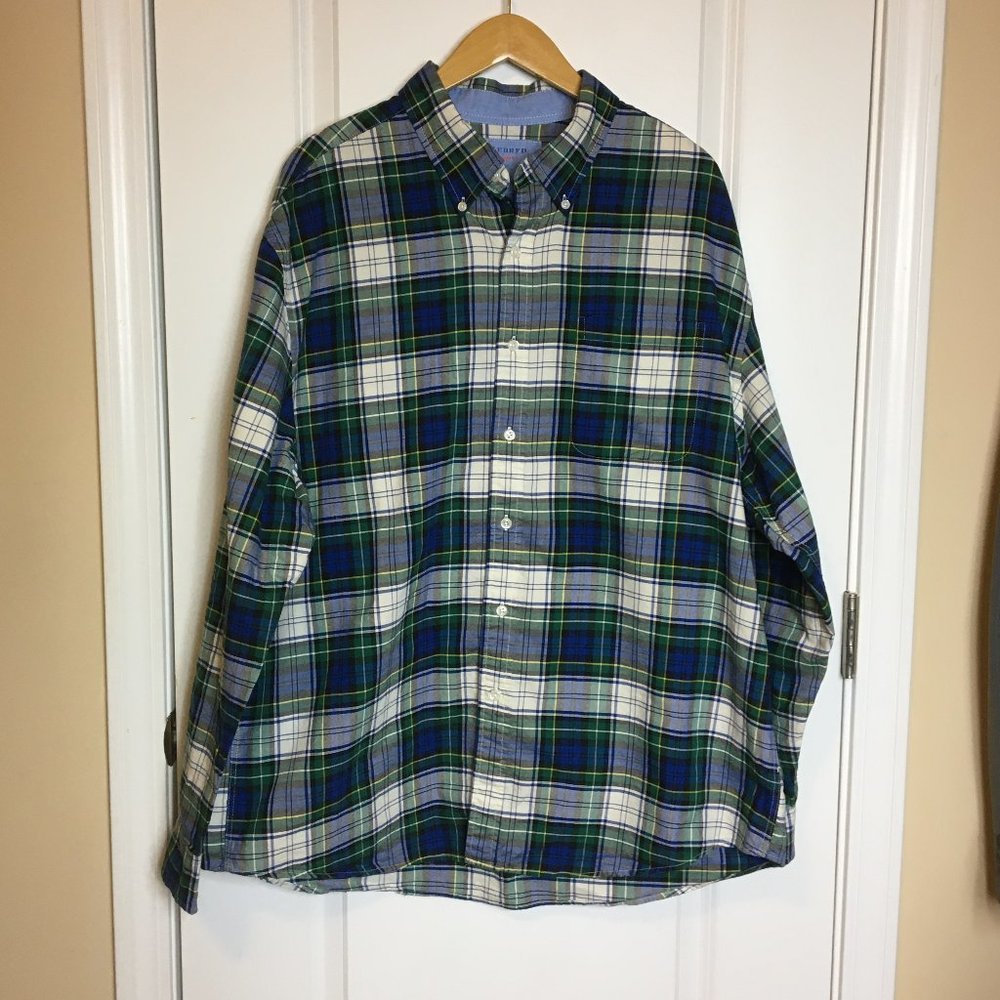 Saddlebred Vintage Oxford Blue Green Plaid Shirt